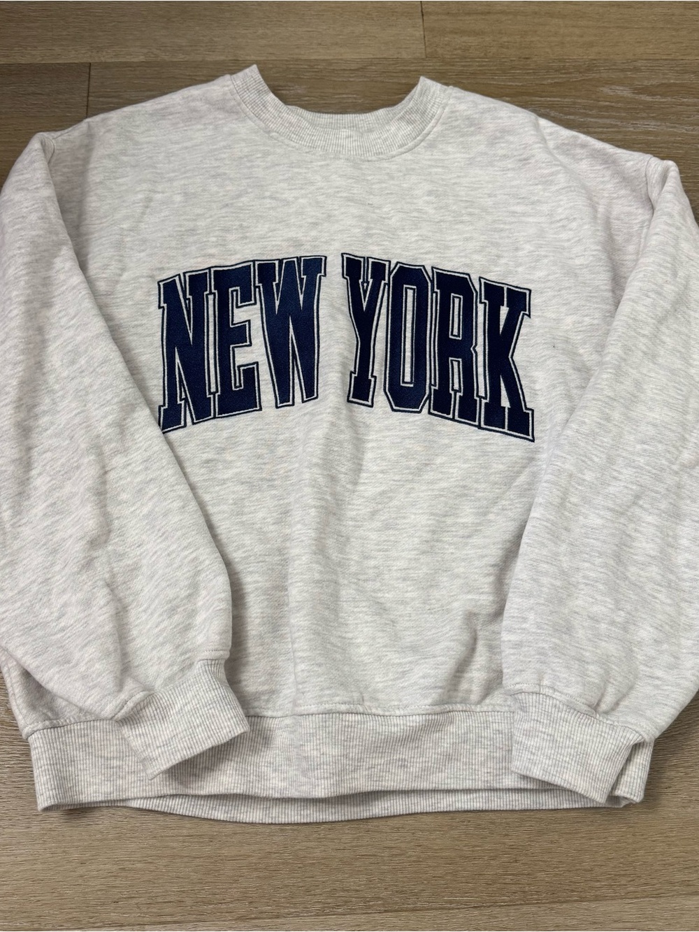 Lazy Sunday Light Gray NEW YORK Crewneck Sweatshirt with Navy Lettering